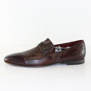 Rolando Sturlini Burgundy Leather Buckled Loafers Mens (EU 43/US 9)